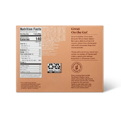 Organic Chocolate Brownie Whole Grain Baked Bar - 15.24oz/12ct - Good & Gather™ 3 Organic Chocolate Brownie Whole Grain Baked Bar - 15.24oz/12ct - Good & Gather™