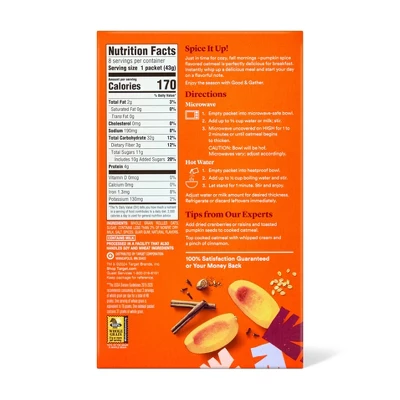 Pumpkin Spice Naturally Flavored With Other Natural Flavors Instant Oatmeal - 12.1oz - Good & Gather™ 3 Pumpkin Spice Naturally Flavored With Other Natural Flavors Instant Oatmeal - 12.1oz - Good & Gather™